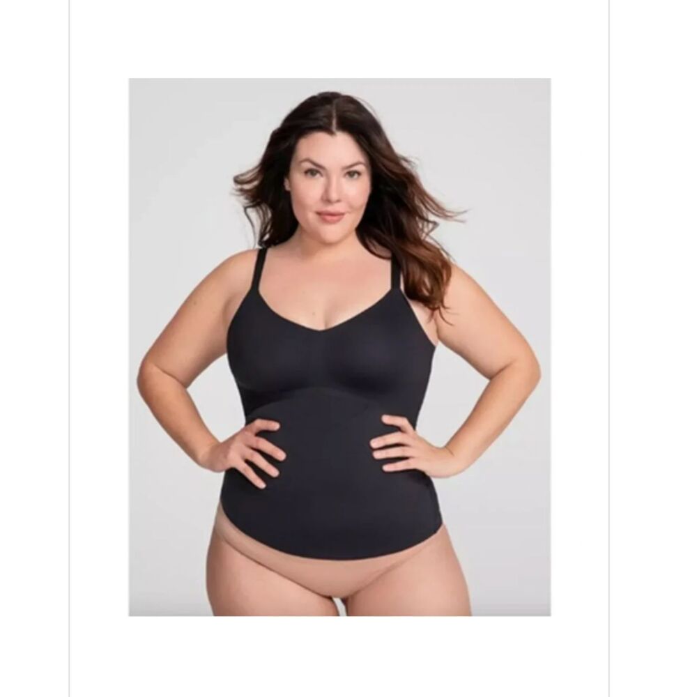 Honeylove Crossover Cami Black Shapewear Wireless Bra Top Compression Size 2X
